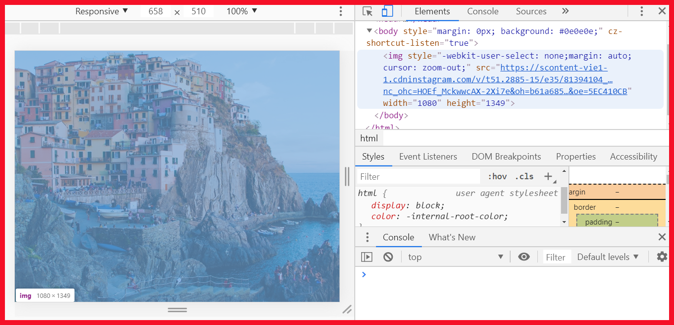 Prípadová štúdia č.1 : Rast followerov na Instagrame a práca s obsahom 13 chrome console image