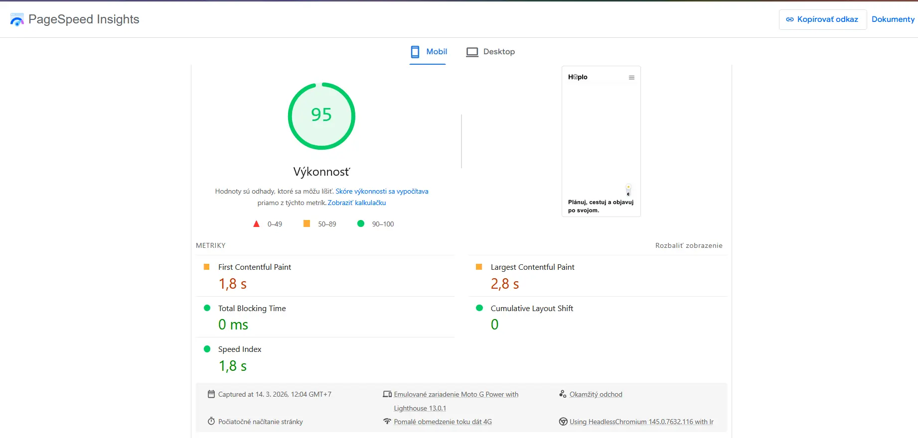 pagespeed hoplo