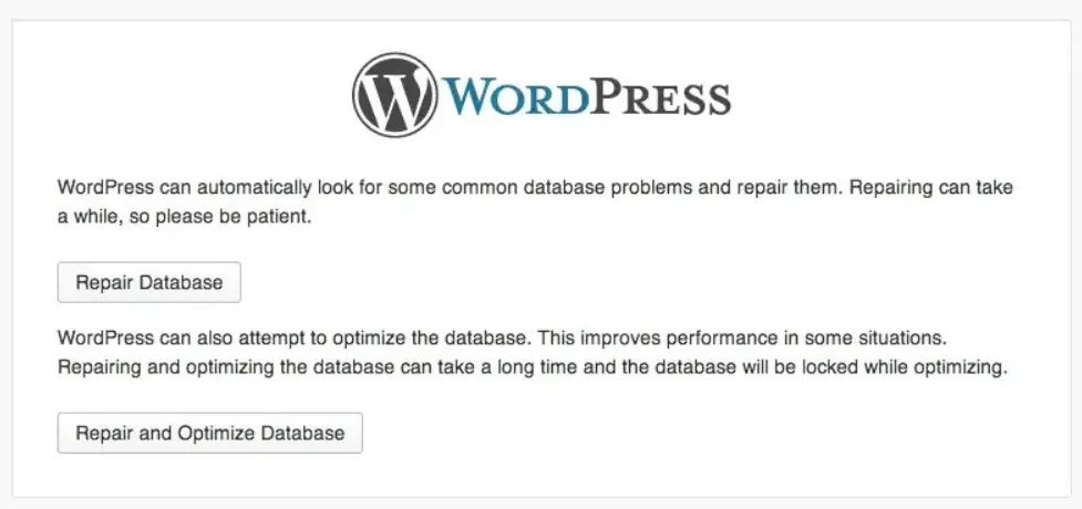 allow repair wordpress